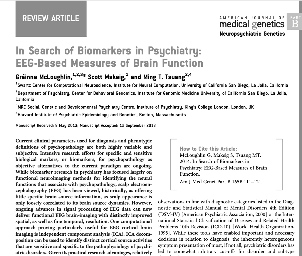 American Journal of Medicine Publication on EEG Biomarkers for Precision Psychiatry