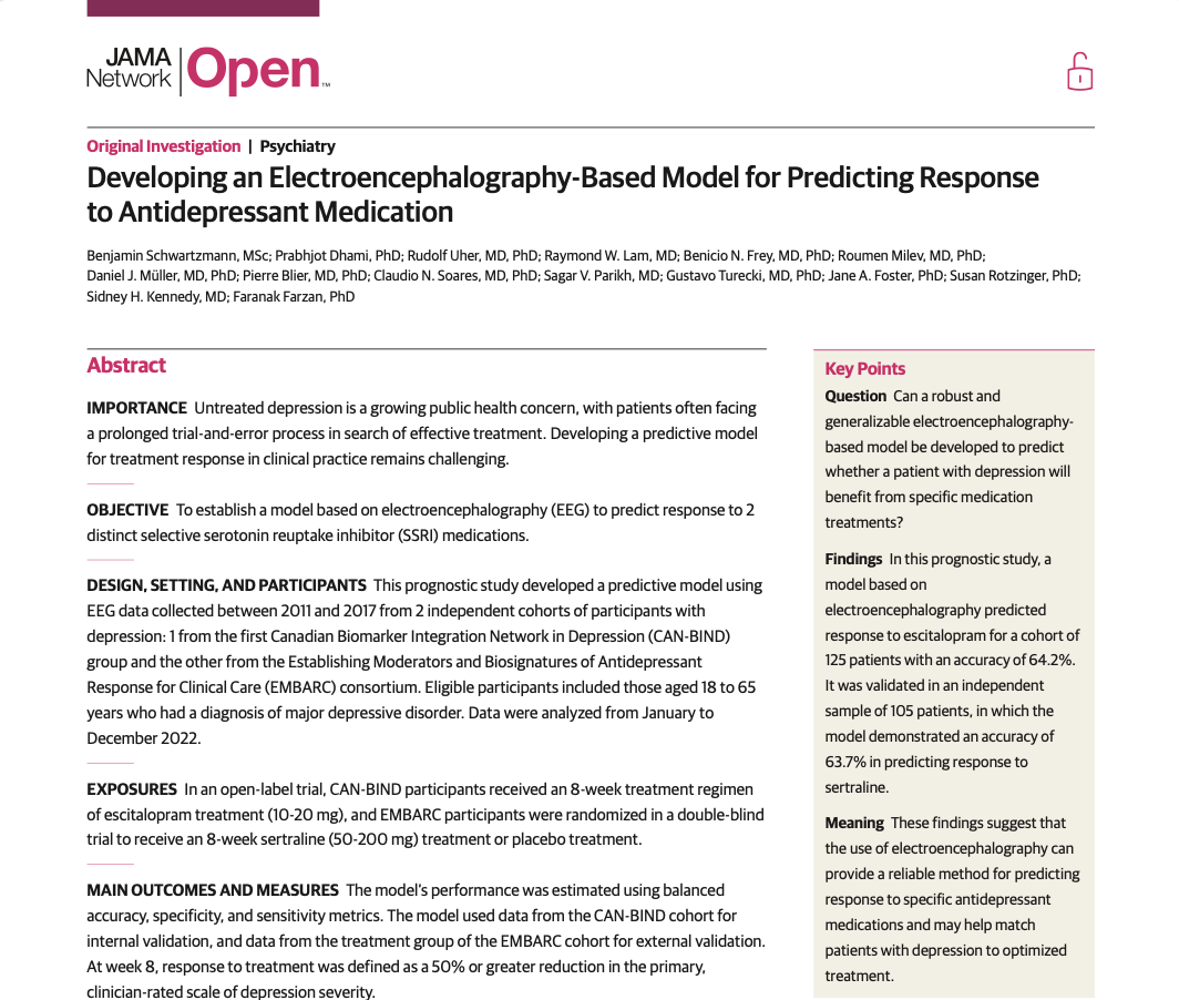 Schwartzmann 2023 MDD EEG Treatment Response